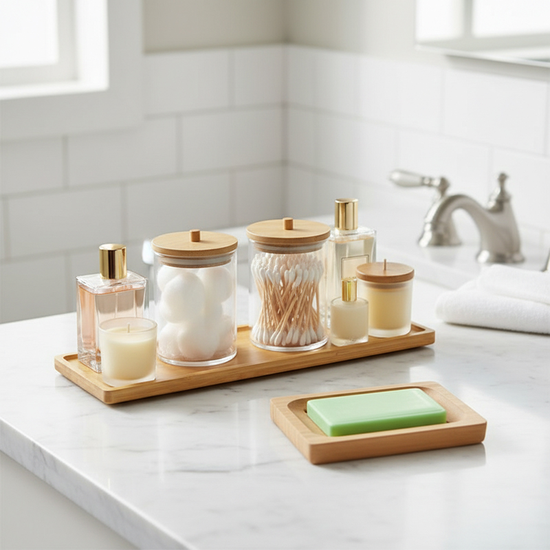 Zara Home Bathroom Set - Bamboo Bathroom Accessories Set 2pcs -