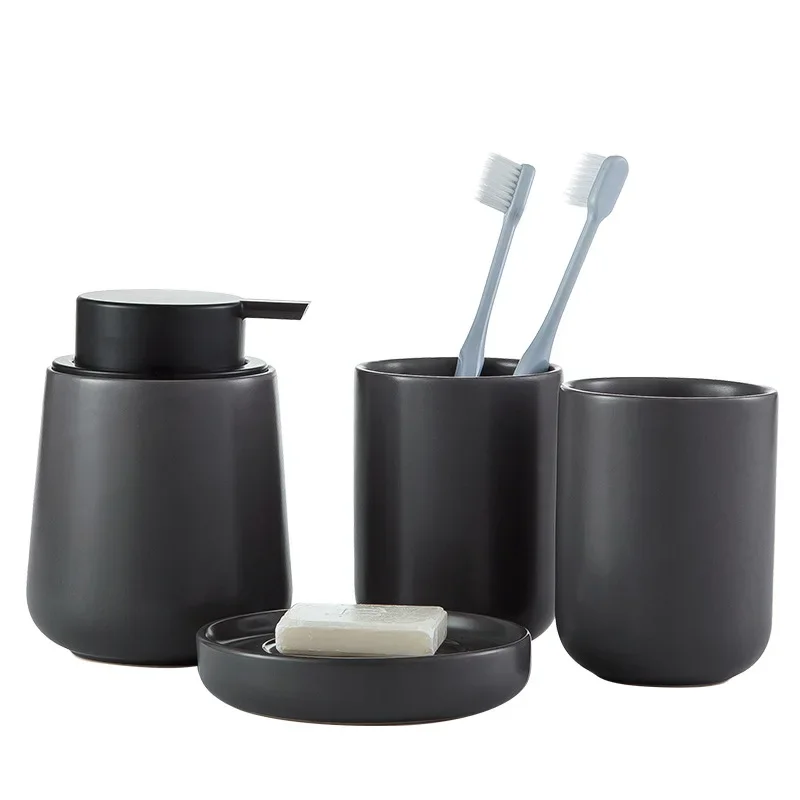Zara Home Bathroom Set - Dark grey Ceramic Bath Lotion Bottle/Toothbrush