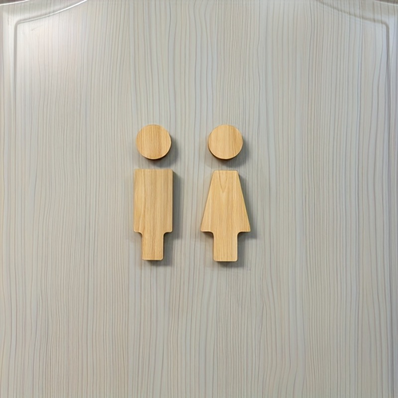 Home Bathroom Accessories - 2PCS Wooden Bathroom Sign for Men's