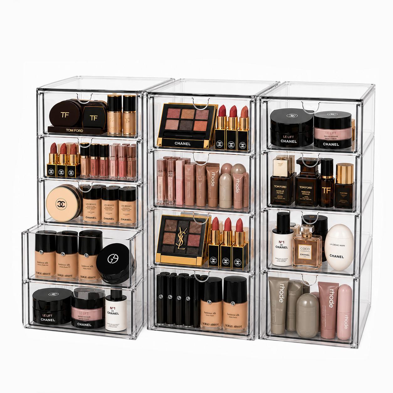 Home Bathroom Vanity - 13 Drawer Clear Acrylic Makeup Organizer