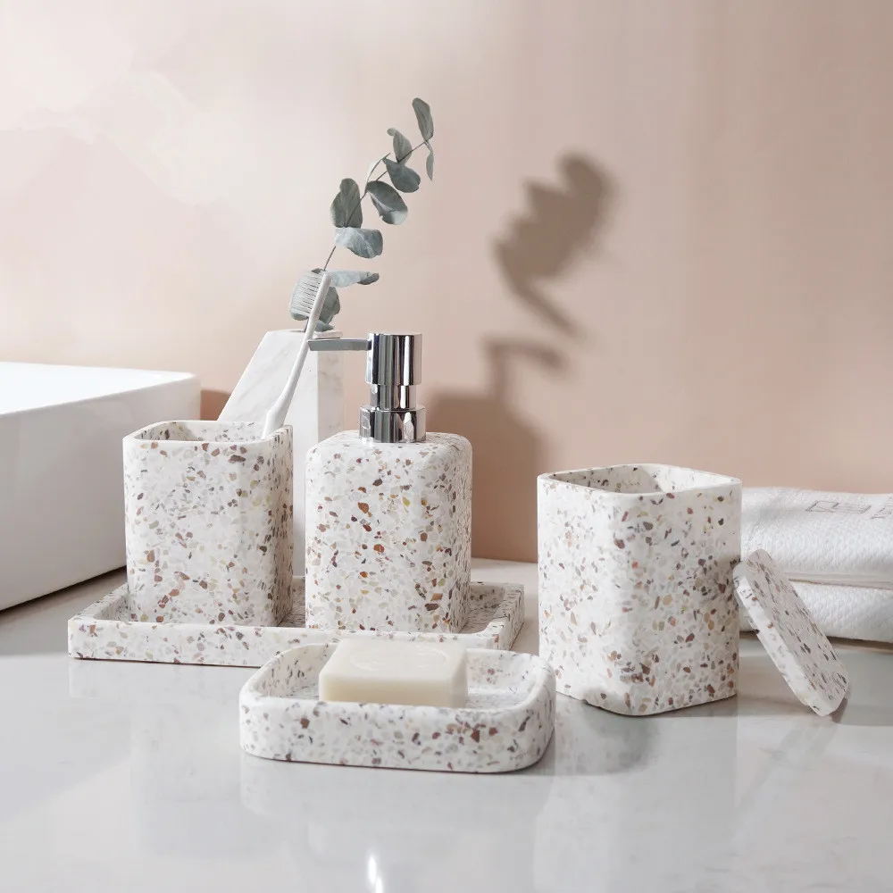 Zara Home Bathroom Set - Natural Stone Soap Dispenser Bathroom Accessories