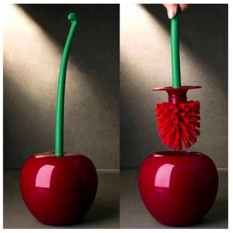 Toilet Brush Holder - 1 cute cherry colored toilet brush