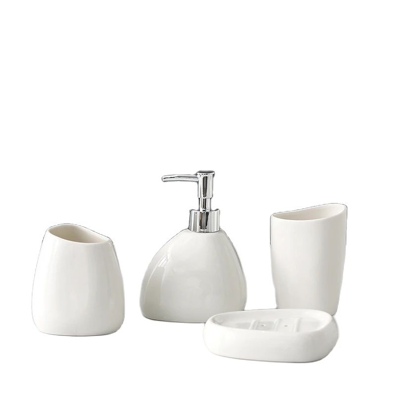 Zara Home Bathroom Set - White Ceramic Bathroom Set Wash Set