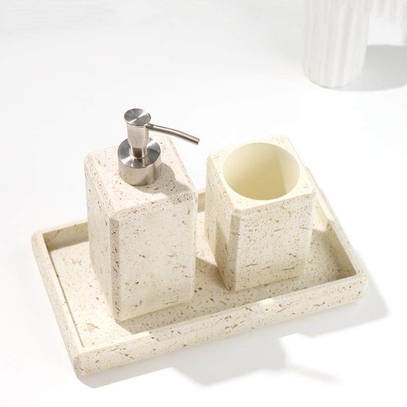 Zara Home Bathroom Set - Sand and Gravel Resin Hand Sanitizer