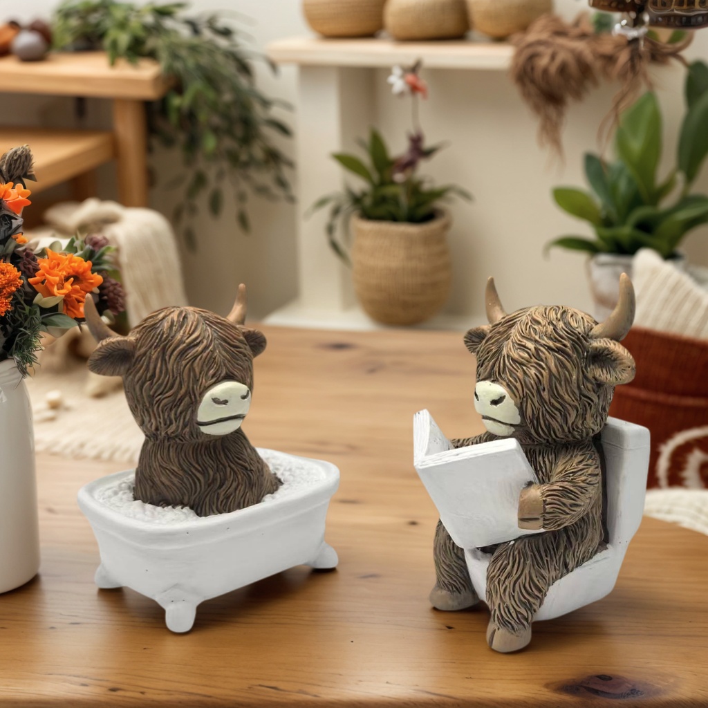 Cute Scottish Highland Cow Res - Home Of The Year Bathroom ulasan dan harga