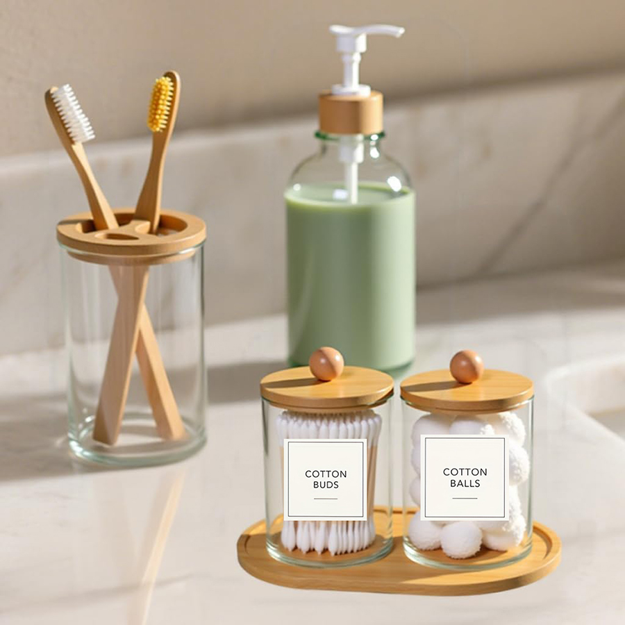 5 Pack Bamboo Bathroom Accesso - Zara Home Bathroom Set ulasan dan harga