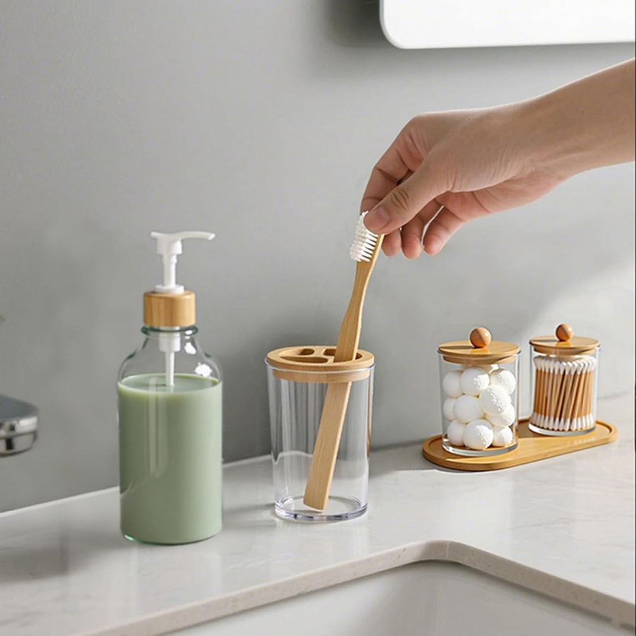 5 Pack Bamboo Bathroom Accesso - Zara Home Bathroom Set ulasan dan harga