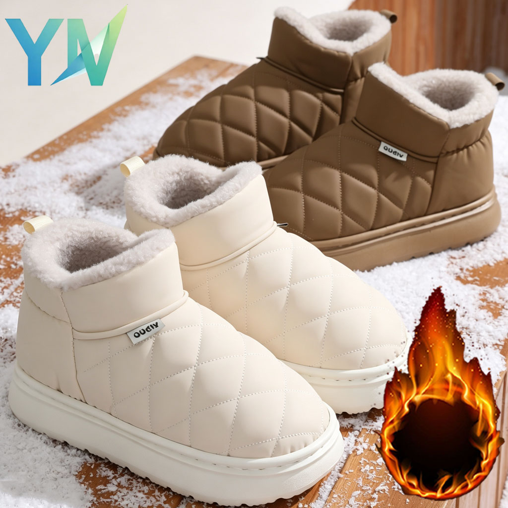 Winter Fleece Lined Slippers A - Home Outside Bathroom ulasan dan harga