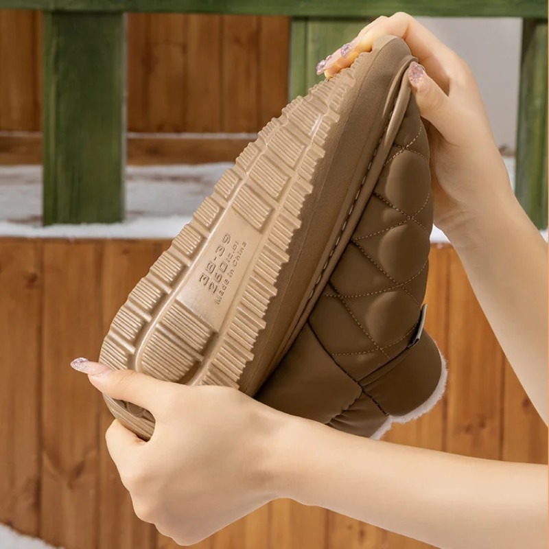 Winter Fleece Lined Slippers A - Home Outside Bathroom ulasan dan harga