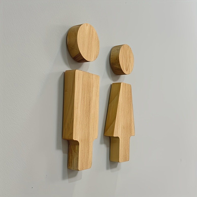 2PCS Wooden Bathroom Sign for  - Home Bathroom Accessories ulasan dan harga