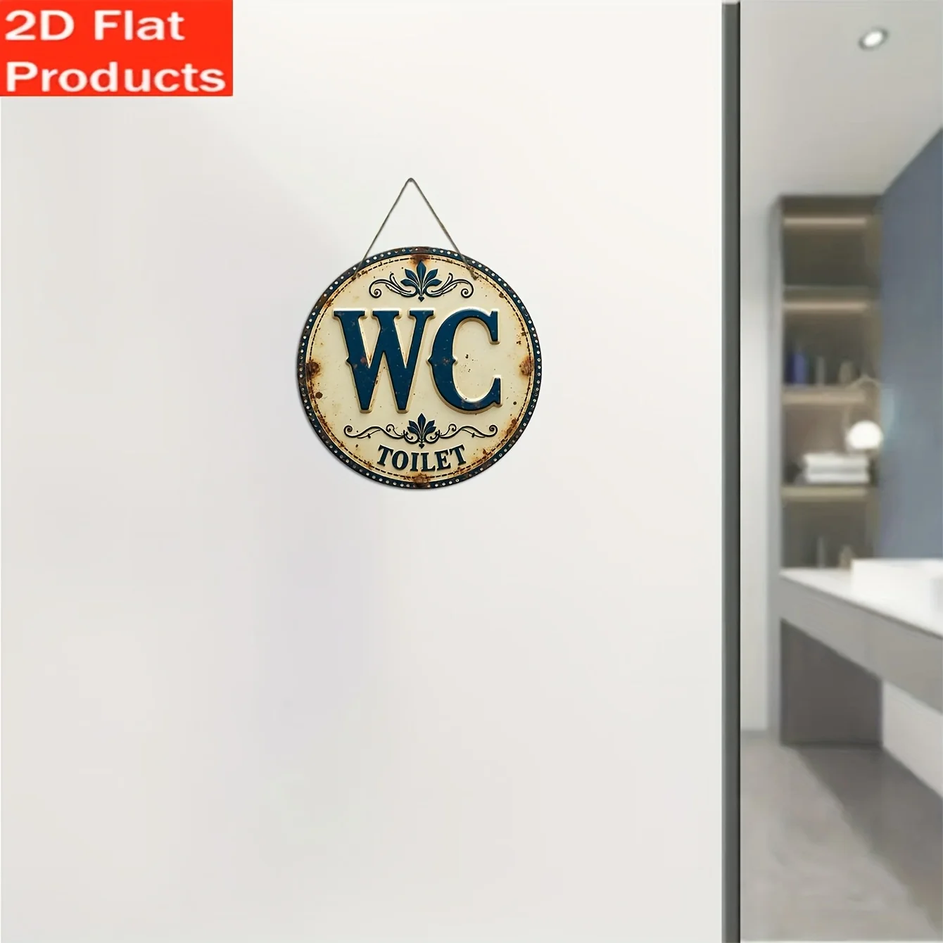 Retro wooden bathroom sign, su - Home Of The Year Bathroom ulasan dan harga