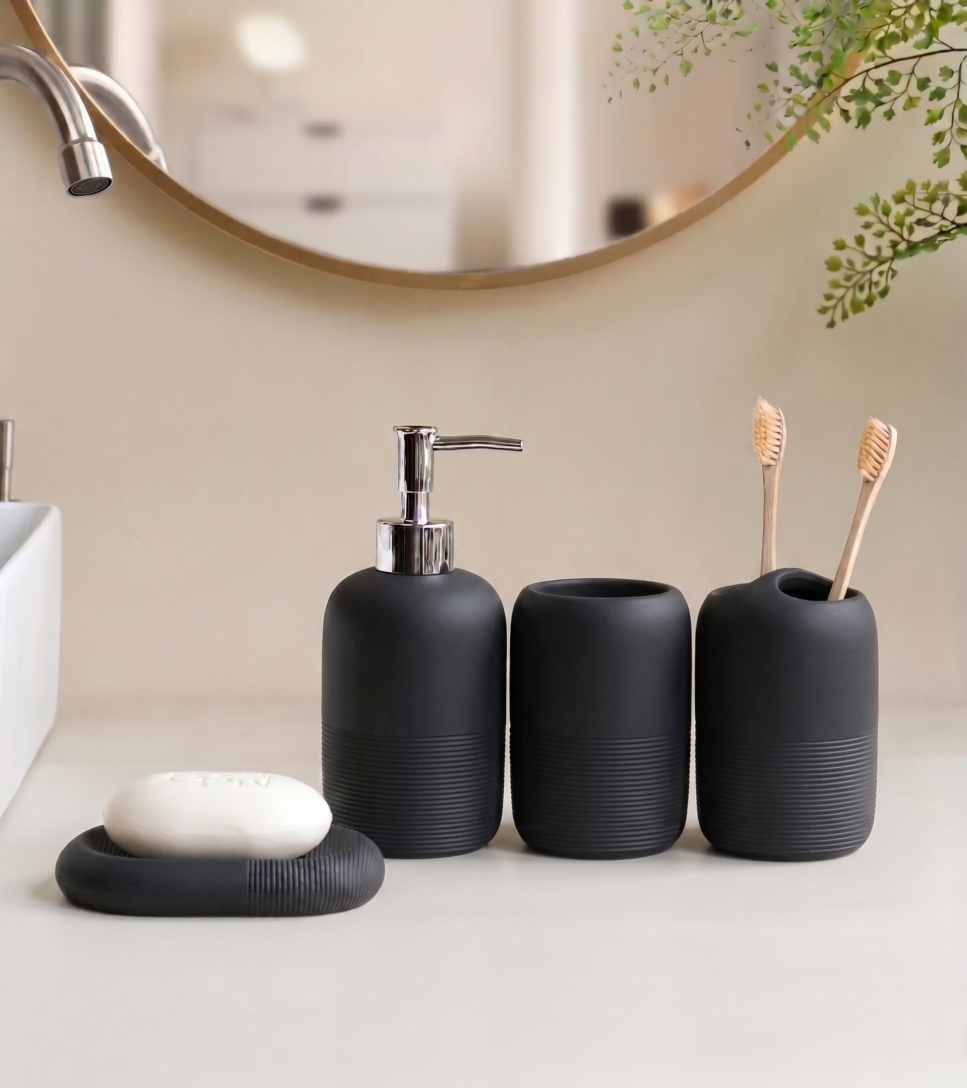 Modern Sandstone Resin Bathroo - Zara Home Bathroom Set ulasan dan harga