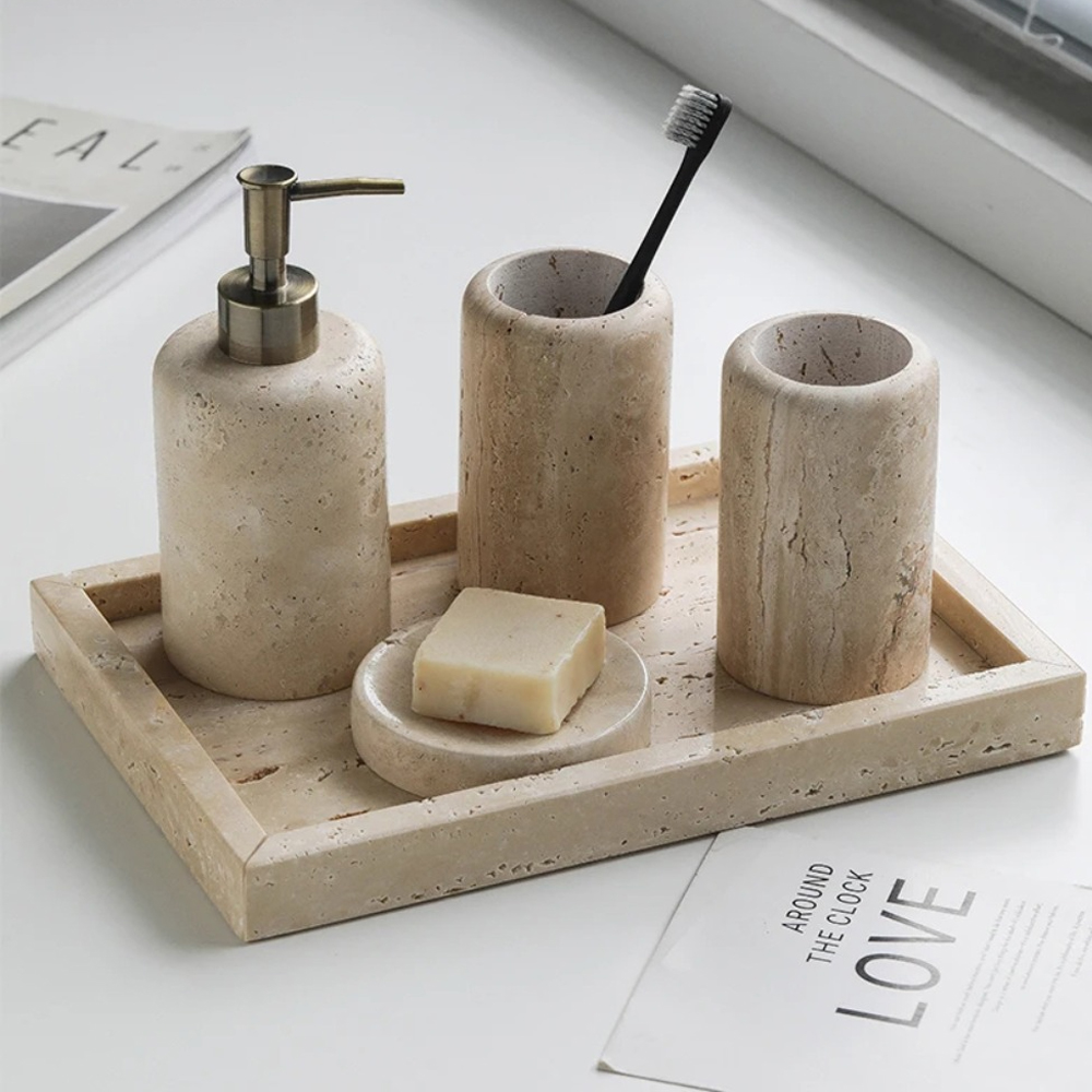 Nordic Cave Stone Bathroom Sui - Zara Home Bathroom Set ulasan dan harga