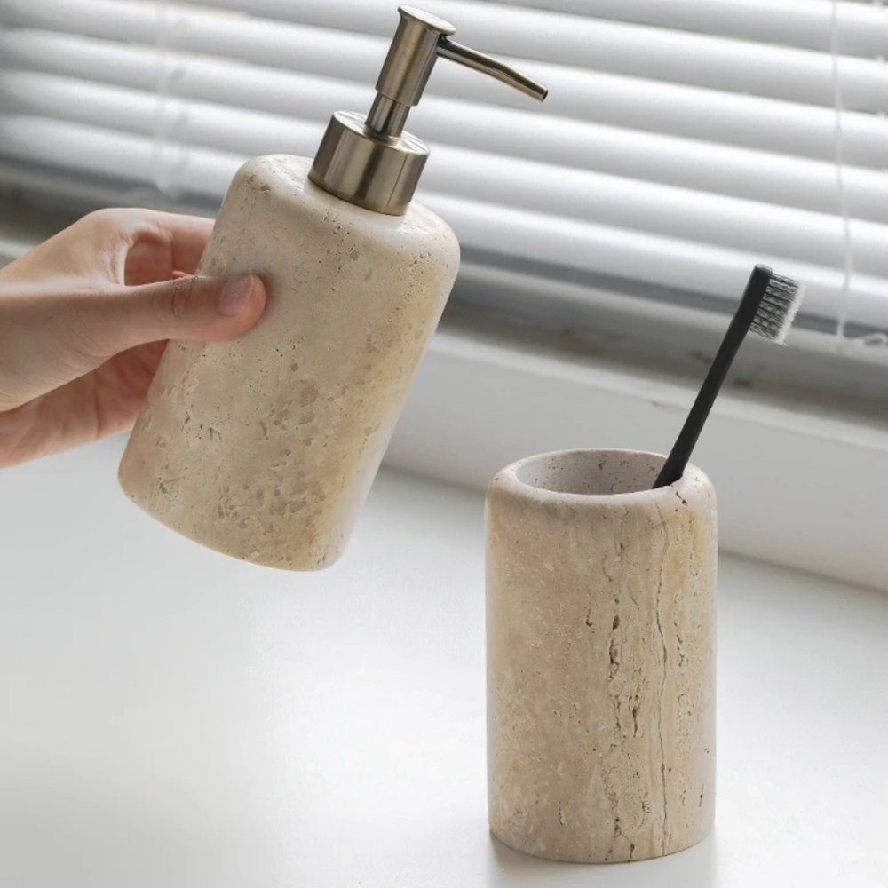 Nordic Cave Stone Bathroom Sui - Zara Home Bathroom Set ulasan dan harga