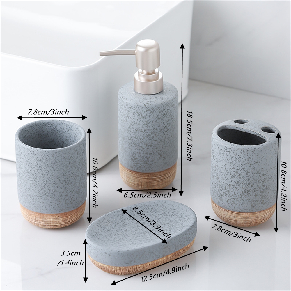 4PCS Brown Base Ceramic Bathro - Zara Home Bathroom Set ulasan dan harga