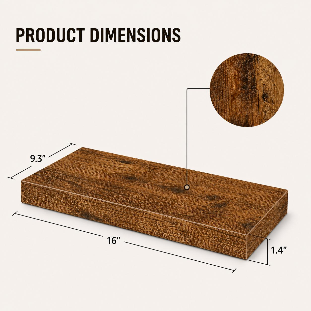 2Pcs Rustic Wood Floating Shel - Home Bathroom Organizer ulasan dan harga
