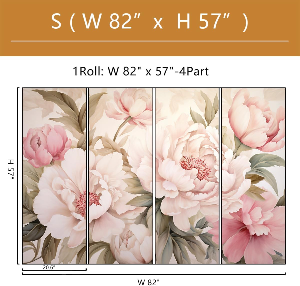 Elegant Peony Floral Mural Wal - Home Bathroom Vanity ulasan dan harga