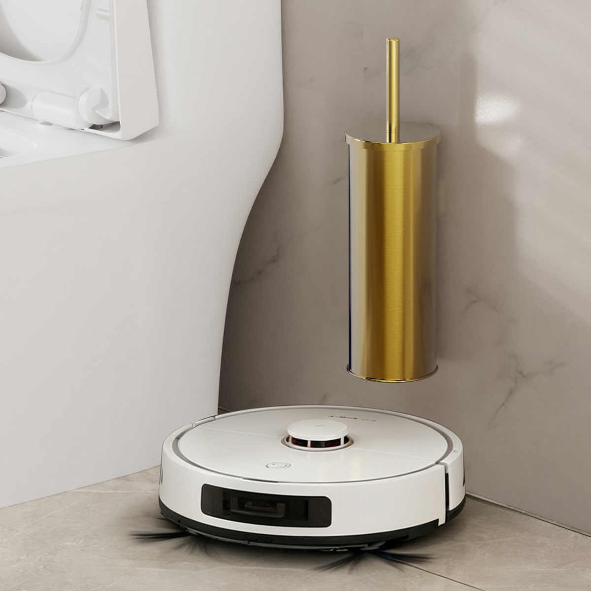 1 Set Wall Mounted Champagne G - Toilet Brush Holder ulasan dan harga